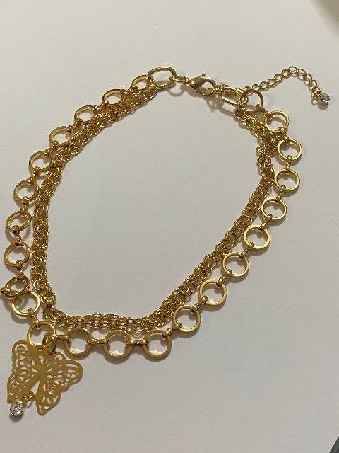 ゴールドカラー♪ダブルチェーンアンクレット☆蝶 < 女性アクセサリー/時計 ゴールドカラー♪ダブルチェーンアンクレット☆蝶 < 女性アクセサリー/時計の