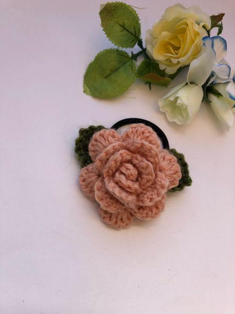ハンドメイド ヘアゴム 薔薇 ウール ピーチ ガーリー axes好き < 女性ファッション  ハンドメイド ヘアゴム 薔薇 ウール ピーチ ガーリー axes好き < 女性ファッションの