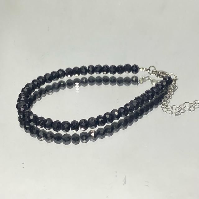 《bracelet》天然石ブラックスピネル 多面カット アジャスター付き < 男性アクセサリー/時計  《bracelet》天然石ブラックスピネル 多面カット アジャスター付き < 男性アクセサリー/時計の