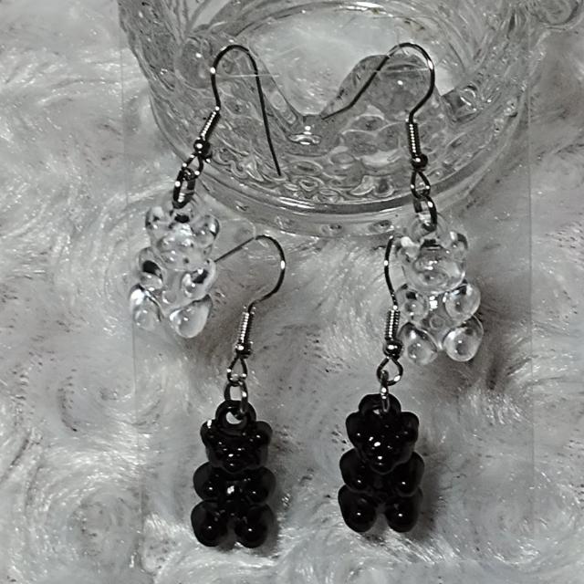新品★可愛いベアフックピアス/ブラック+クリア < 女性アクセサリー/時計  新品★可愛いベアフックピアス/ブラック+クリア  < 女性アクセサリー/時計の