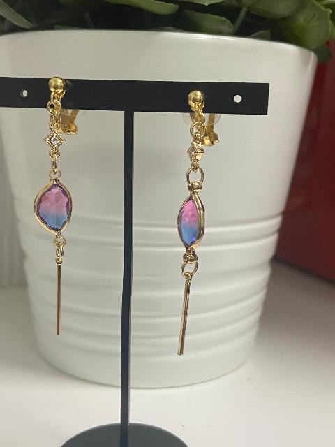 ハンドメイド フレームガラスのチャームを使用したイヤリング クリップタイプ  < 女性ファッション  ハンドメイド フレームガラスのチャームを使用したイヤリング クリップタイプ  < 女性ファッションの