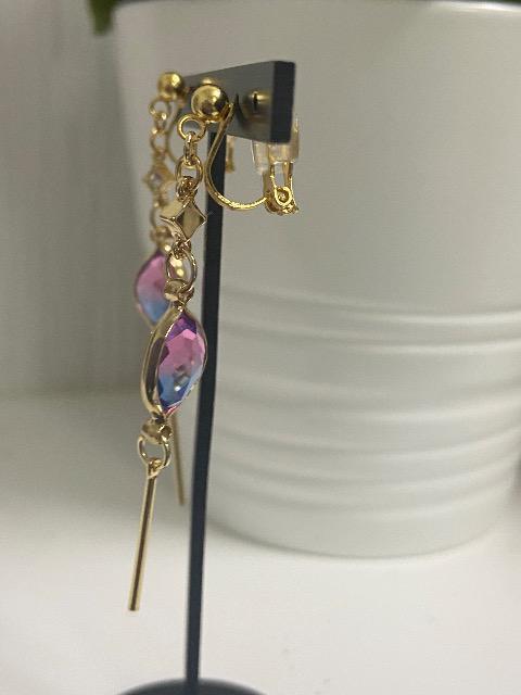 ハンドメイド フレームガラスのチャームを使用したイヤリング クリップタイプ  < 女性ファッション  ハンドメイド フレームガラスのチャームを使用したイヤリング クリップタイプ  < 女性ファッションの