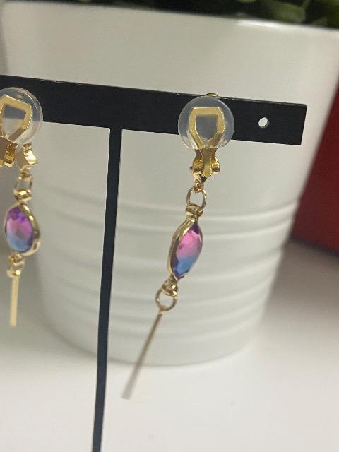 ハンドメイド フレームガラスのチャームを使用したイヤリング クリップタイプ  < 女性ファッション  ハンドメイド フレームガラスのチャームを使用したイヤリング クリップタイプ  < 女性ファッションの