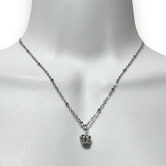 【新品】ジルコニア入☆立体クラウンプチネックレス < 女性アクセサリー/時計  【新品】ジルコニア入☆立体クラウンプチネックレス < 女性アクセサリー/時計の