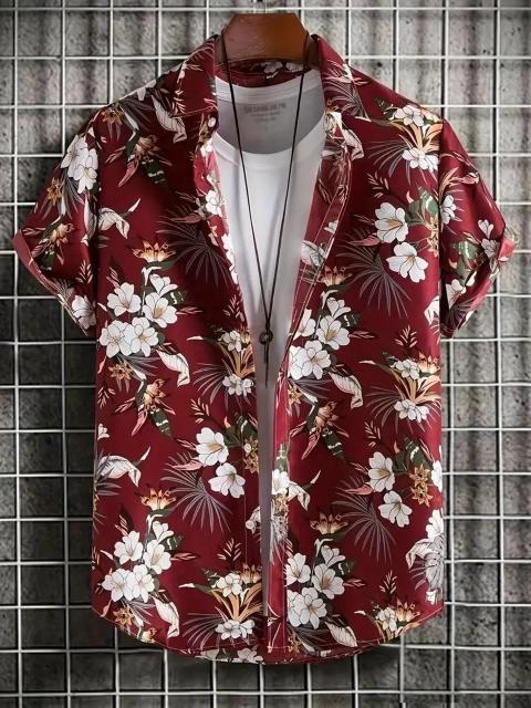 超お買い得1390円★メンズハワイアンフローラルグラフィックパターンプリントシャツ、半袖 USAサイズM(日本サイズXL相当) < 男性ファッション  超お買い得1390円★メンズハワイアンフローラルグラフィックパターンプリントシャツ、半袖 USAサイズM(日本サイズXL相当)  < 男性ファッションの