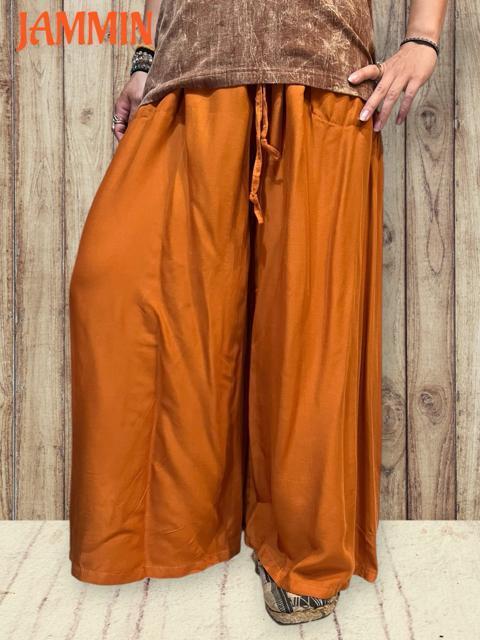 ゆったりワイドパンツ 金茶色 アジアン エスニック ヒッピー サイケ < 女性ファッション ゆったりワイドパンツ 金茶色 アジアン エスニック ヒッピー サイケ < 女性ファッションの