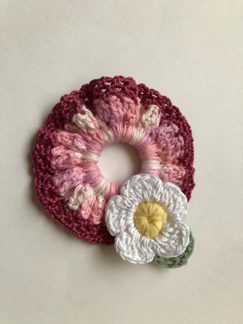 ハンドメイド ミニシュシュ コットン ガーリー 白いお花 < 女性ファッション  ハンドメイド ミニシュシュ コットン ガーリー 白いお花 < 女性ファッションの