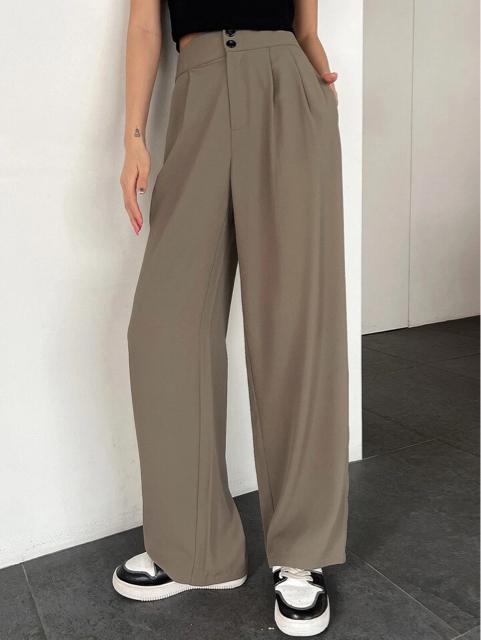美脚パンツ●ハイウエストパンツ●グレーベージュ ダークベージュ●M●スラックス●韓国ファッション < 女性ファッション  美脚パンツ●ハイウエストパンツ●グレーベージュ ダークベージュ●M●スラックス●韓国ファッション < 女性ファッションの
