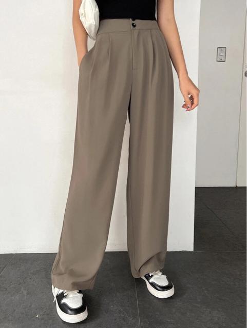 美脚パンツ●ハイウエストパンツ●グレーベージュ ダークベージュ●M●スラックス●韓国ファッション < 女性ファッション  美脚パンツ●ハイウエストパンツ●グレーベージュ ダークベージュ●M●スラックス●韓国ファッション < 女性ファッションの