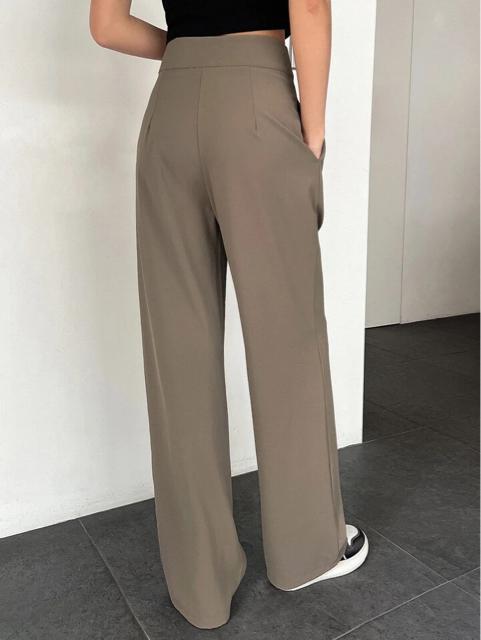美脚パンツ●ハイウエストパンツ●グレーベージュ ダークベージュ●M●スラックス●韓国ファッション < 女性ファッション  美脚パンツ●ハイウエストパンツ●グレーベージュ ダークベージュ●M●スラックス●韓国ファッション < 女性ファッションの