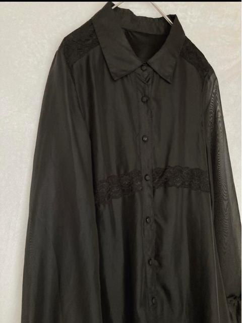 長袖 シースル チュールレース ブラウス ワンピース ロング カーディガン M N2m < 女性ファッション  長袖 シースル チュールレース ブラウス ワンピース ロング カーディガン M N2m < 女性ファッションの