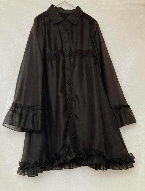 長袖 シースル チュールレース ブラウス ワンピース ロング カーディガン M N2m < 女性ファッション  長袖 シースル チュールレース ブラウス ワンピース ロング カーディガン M N2m < 女性ファッションの