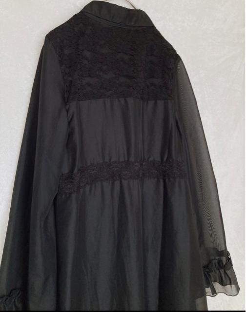 長袖 シースル チュールレース ブラウス ワンピース ロング カーディガン M N2m < 女性ファッション  長袖 シースル チュールレース ブラウス ワンピース ロング カーディガン M N2m < 女性ファッションの