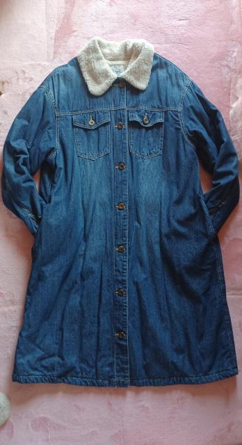 ★お洒落ゆったり可愛い♪裏地ボア軽量ふかふか暖か柔らか♪長袖ウォッシュドブルーデニムロングコート < 女性ファッション  ★お洒落ゆったり可愛い♪裏地ボア軽量ふかふか暖か柔らか♪長袖ウォッシュドブルーデニムロングコート < 女性ファッションの