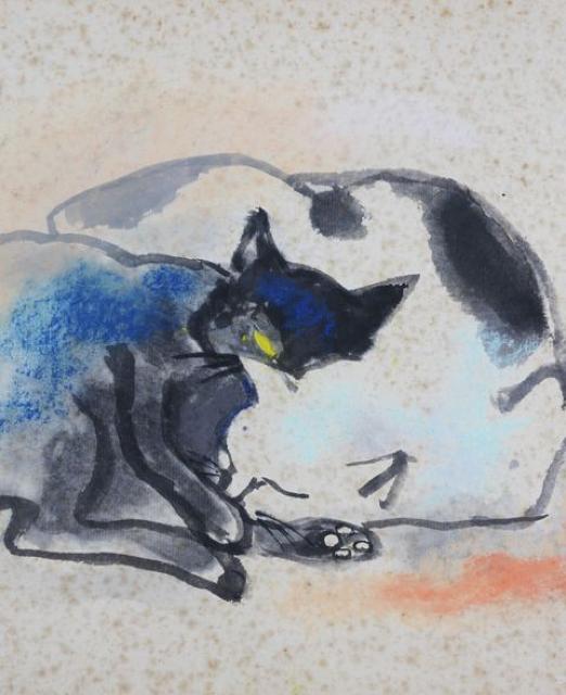 物故 小林哲夫 日本画4号「猫」 < ホビー 物故 小林哲夫 日本画4号「猫」 < ホビーの