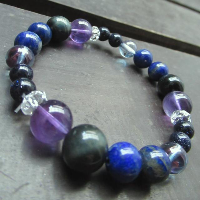 アメジストxホークアイxラピスラズリxコスモオーラ 天然石 < 女性アクセサリー/時計 アメジストxホークアイxラピスラズリxコスモオーラ 天然石 < 女性アクセサリー/時計の