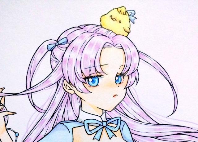 自作イラスト/B6/オリジナル/ひよことワンピースの女の子 < アニメ/コミック/キャラクター  自作イラスト/B6/オリジナル/ひよことワンピースの女の子 < アニメ/コミック/キャラクターの