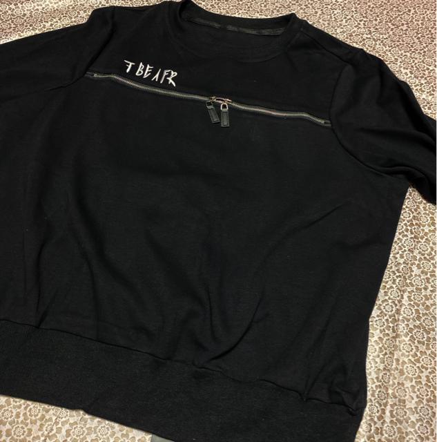 トレーナー 飾りファスナー 刺繍英字 長袖 ブラック 大きいサイズ < 女性ファッション  トレーナー 飾りファスナー 刺繍英字 長袖 ブラック 大きいサイズ < 女性ファッションの