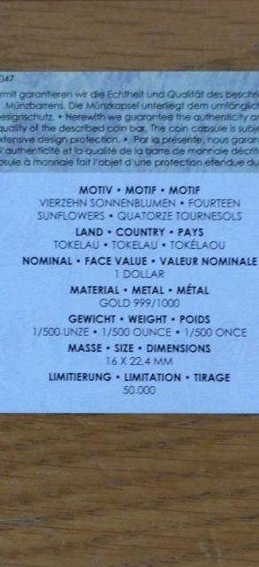 カラー絵画 純金貨 ゴッホ【ひまわり】1/500オンス < ホビー  カラー絵画 純金貨 ゴッホ【ひまわり】1/500オンス < ホビーの
