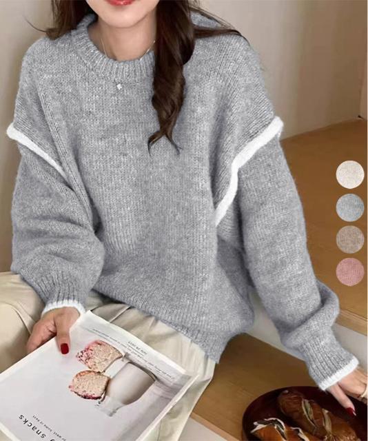 送料無料 新品 ゆったりニットトップスラウンドネック冬服 < 女性ファッション  送料無料 新品 ゆったりニットトップスラウンドネック冬服  < 女性ファッションの