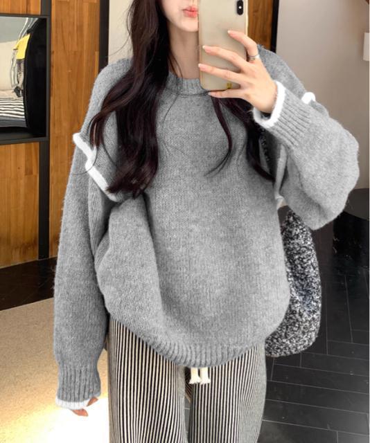 送料無料 新品 ゆったりニットトップスラウンドネック冬服 < 女性ファッション  送料無料 新品 ゆったりニットトップスラウンドネック冬服 < 女性ファッションの