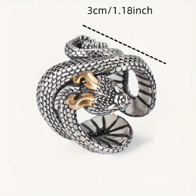 爆ヤス価格490円★調節可能なレトロスタイルのパイソンリング、男性と女性のためのクリエイティブなオープンデザインリング フリー < 男性アクセサリー/時計  爆ヤス価格490円★調節可能なレトロスタイルのパイソンリング、男性と女性のためのクリエイティブなオープンデザインリング フリー < 男性アクセサリー/時計の