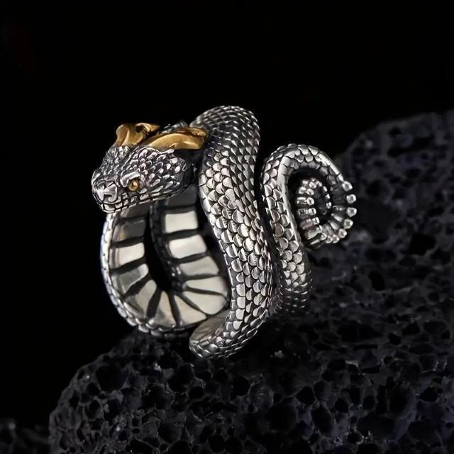 爆ヤス価格490円★調節可能なレトロスタイルのパイソンリング、男性と女性のためのクリエイティブなオープンデザインリング フリー < 男性アクセサリー/時計  爆ヤス価格490円★調節可能なレトロスタイルのパイソンリング、男性と女性のためのクリエイティブなオープンデザインリング フリー < 男性アクセサリー/時計の