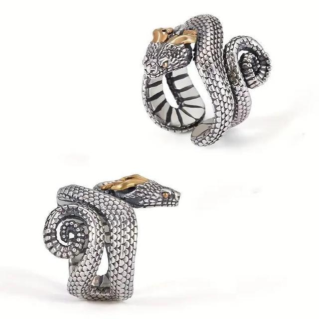 爆ヤス価格490円★調節可能なレトロスタイルのパイソンリング、男性と女性のためのクリエイティブなオープンデザインリング フリー < 男性アクセサリー/時計  爆ヤス価格490円★調節可能なレトロスタイルのパイソンリング、男性と女性のためのクリエイティブなオープンデザインリング フリー < 男性アクセサリー/時計の