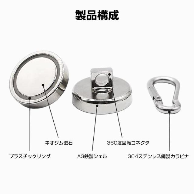 マグネットフック 4個セット カラビナ 強力 磁石 ネオジム 耐荷重 46kg 防錆 防水 壁掛け 収納 キャンプ タープ シェー < インテリア/ライフ マグネットフック 4個セット カラビナ 強力 磁石 ネオジム 耐荷重 46kg 防錆 防水 壁掛け 収納 キャンプ タープ シェー < インテリア/ライフの
