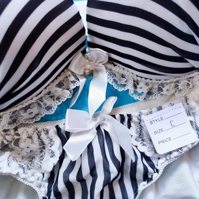 エロcool.。。F80×L。。ストライプ柄シフォンブラジャー&ショーツセット。。グラマー大きいサイズ < 女性ファッション  エロcool.。。F80×L。。ストライプ柄シフォンブラジャー&ショーツセット。。グラマー大きいサイズ < 女性ファッションの