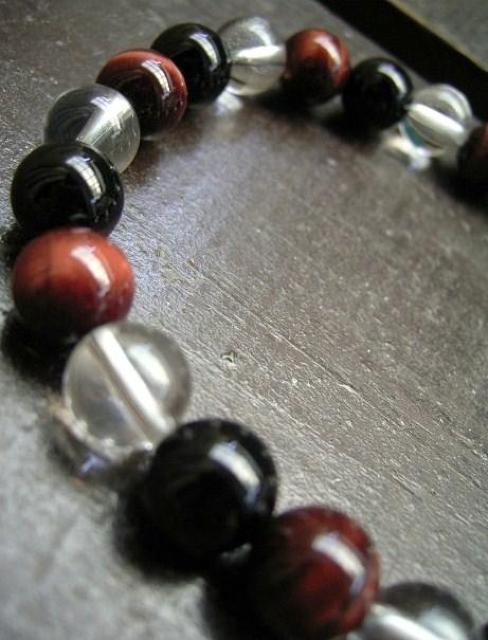 ☆即決☆レッドタイガーアイxオニキスx水晶 < 男性アクセサリー/時計 ☆即決☆レッドタイガーアイxオニキスx水晶 < 男性アクセサリー/時計の