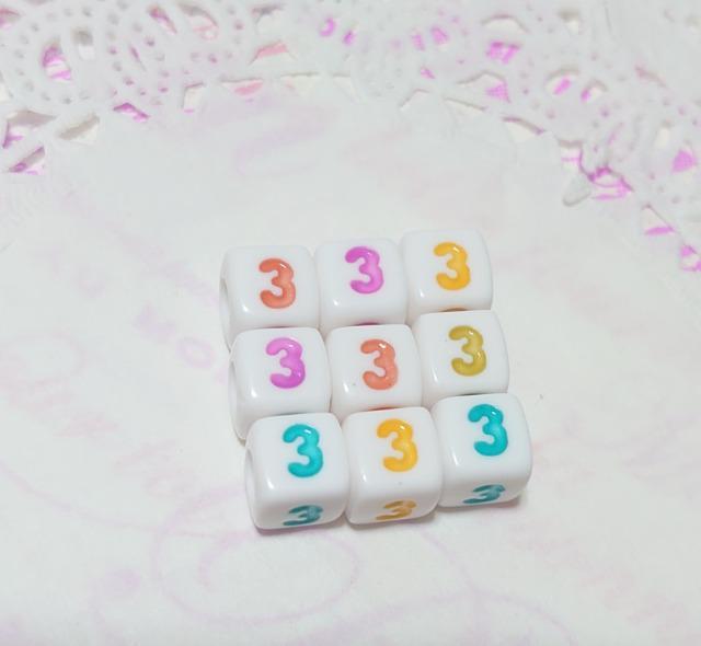 ★ハンドメイド素材★数字キューブビーズ【3】9個 < ペット/手芸/園芸  ★ハンドメイド素材★数字キューブビーズ【3】9個  < ペット/手芸/園芸の