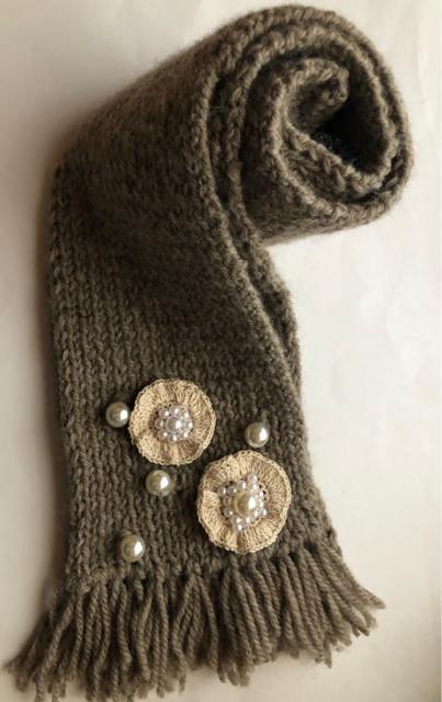 ハンドメイド マフや 一巻き用 ウール100% モチーフ パールビーズ < 女性ファッション  ハンドメイド マフや 一巻き用 ウール100% モチーフ パールビーズ < 女性ファッションの