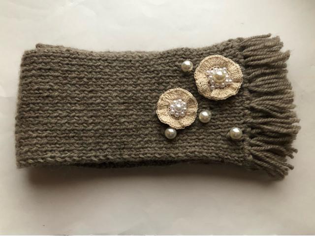 ハンドメイド マフや 一巻き用 ウール100% モチーフ パールビーズ < 女性ファッション  ハンドメイド マフや 一巻き用 ウール100% モチーフ パールビーズ < 女性ファッションの