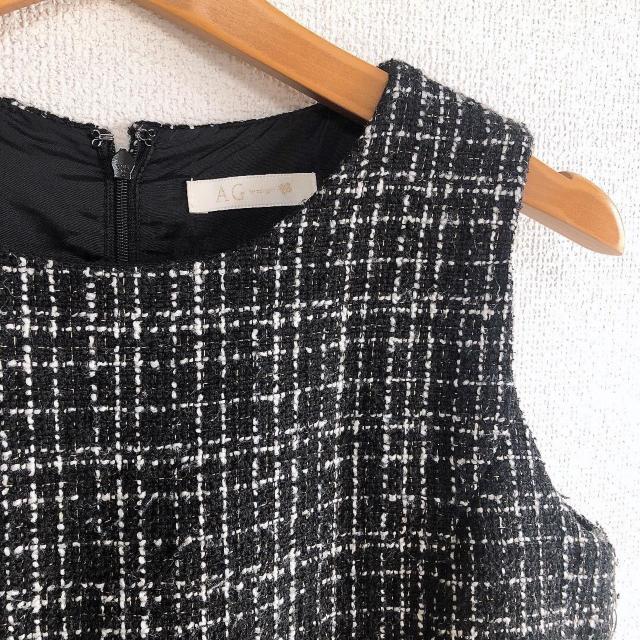 ◆AG by aquagirl/エージーバイアクアガール◆ツイードミニワンピース★ブラックM*高見えアイテム♪ < ブランド  ◆AG by aquagirl/エージーバイアクアガール◆ツイードミニワンピース★ブラックM*高見えアイテム♪ < ブランドの