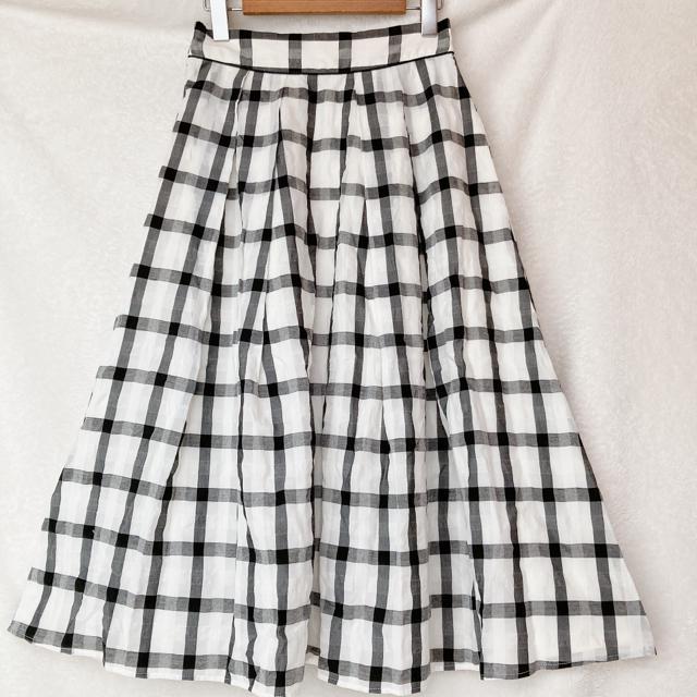 Fines ウエストゴム チェック ひざ丈 スカート 裏地付き F 日本製 N2m < 女性ファッション  Fines ウエストゴム チェック ひざ丈 スカート 裏地付き F 日本製 N2m  < 女性ファッションの