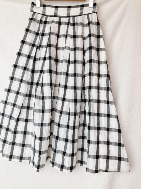 Fines ウエストゴム チェック ひざ丈 スカート 裏地付き F 日本製 N2m < 女性ファッション  Fines ウエストゴム チェック ひざ丈 スカート 裏地付き F 日本製 N2m < 女性ファッションの
