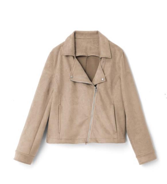 スウェードライダースジャケット●Beigeベージュ●L < 女性ファッション  スウェードライダースジャケット●Beigeベージュ●L < 女性ファッションの