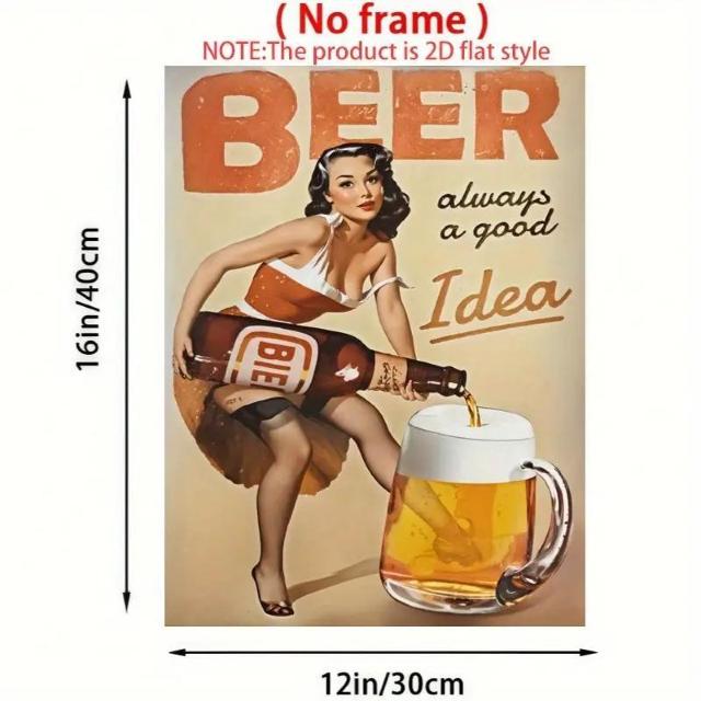 爆ヤス価格590円★ビンテージビールテーマのキャンバスウォールアートプリント「ビールはいつも良いアイデア 30x40cm < ホビー  爆ヤス価格590円★ビンテージビールテーマのキャンバスウォールアートプリント「ビールはいつも良いアイデア 30x40cm  < ホビーの