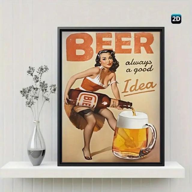 爆ヤス価格590円★ビンテージビールテーマのキャンバスウォールアートプリント「ビールはいつも良いアイデア 30x40cm < ホビー  爆ヤス価格590円★ビンテージビールテーマのキャンバスウォールアートプリント「ビールはいつも良いアイデア 30x40cm < ホビーの