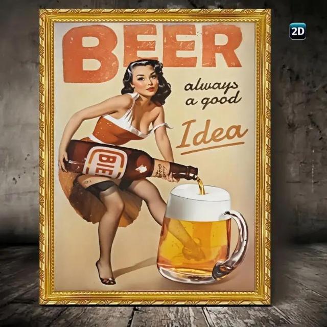 爆ヤス価格590円★ビンテージビールテーマのキャンバスウォールアートプリント「ビールはいつも良いアイデア 30x40cm < ホビー  爆ヤス価格590円★ビンテージビールテーマのキャンバスウォールアートプリント「ビールはいつも良いアイデア 30x40cm < ホビーの
