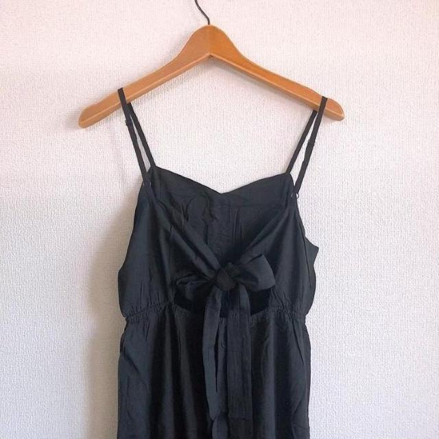 ◆バックリボンリネンマキシワンピ◆ブラックM*背中リボン★肌見せ♪海*秋コーデ美品 < 女性ファッション  ◆バックリボンリネンマキシワンピ◆ブラックM*背中リボン★肌見せ♪海*秋コーデ美品 < 女性ファッションの