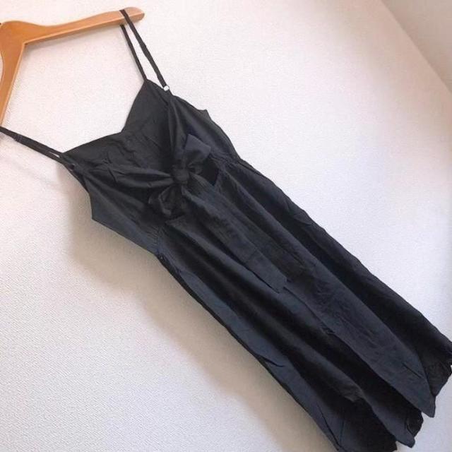 ◆バックリボンリネンマキシワンピ◆ブラックM*背中リボン★肌見せ♪海*秋コーデ美品 < 女性ファッション  ◆バックリボンリネンマキシワンピ◆ブラックM*背中リボン★肌見せ♪海*秋コーデ美品 < 女性ファッションの