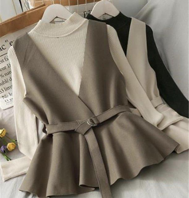 新品大人気 ニット×ベスト/アンサンブル(ベルト付き) セットアイテム < 女性ファッション 新品大人気 ニット×ベスト/アンサンブル(ベルト付き) セットアイテム < 女性ファッションの