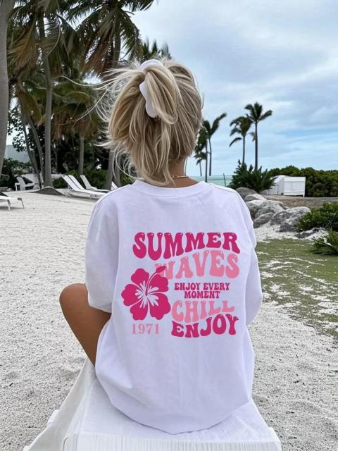 爆ヤス1490円★レディース ハワイアン バケーション Tシャツ -ビーチトップ、背面にSummer Saves 日本サイズL < 女性ファッション 爆ヤス1490円★レディース ハワイアン バケーション Tシャツ -ビーチトップ、背面にSummer Saves 日本サイズL < 女性ファッションの