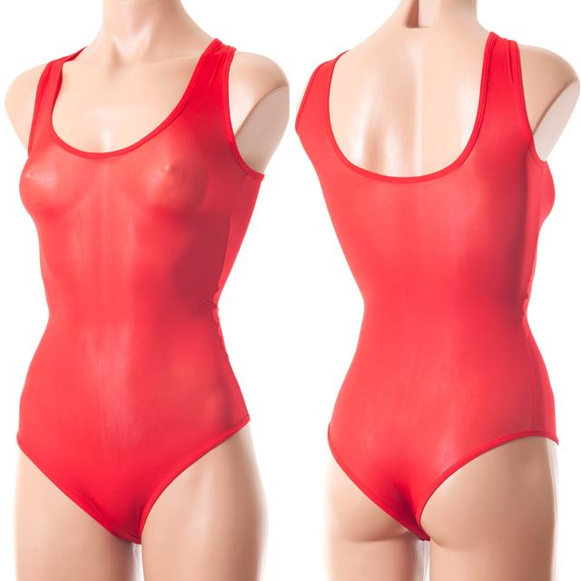 超極薄&光沢 5デニール シルキーレオタード レッド < 女性ファッション  超極薄&光沢 5デニール シルキーレオタード レッド < 女性ファッションの