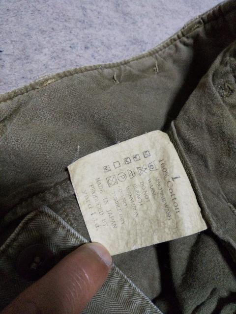 Ordinary fits オーディナリーフィッツ ヘリンボーン ミリタリー ワークパンツ 1 Sサイズ used加工 カーキ 緑 < 男性ファッション  Ordinary fits オーディナリーフィッツ ヘリンボーン ミリタリー ワークパンツ 1 Sサイズ used加工 カーキ 緑 < 男性ファッションの