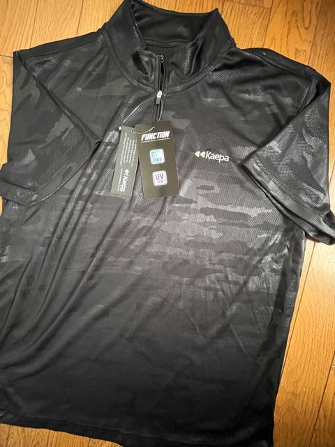 LLサイズ!高貴紳士的!ブランド品!kaepa!エンボス!メッシュ!DRY!UV対策!素材!半袖!ジップ!Tシャツ!カモフラ柄!黒 < 男性ファッション  LLサイズ!高貴紳士的!ブランド品!kaepa!エンボス!メッシュ!DRY!UV対策!素材!半袖!ジップ!Tシャツ!カモフラ柄!黒 < 男性ファッションの