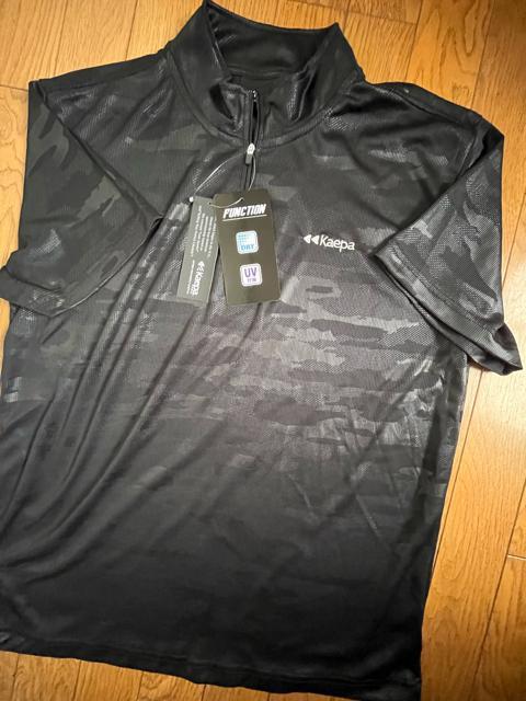 LLサイズ!高貴紳士的!ブランド品!kaepa!エンボス!メッシュ!DRY!UV対策!素材!半袖!ジップ!Tシャツ!カモフラ柄!黒 < 男性ファッション  LLサイズ!高貴紳士的!ブランド品!kaepa!エンボス!メッシュ!DRY!UV対策!素材!半袖!ジップ!Tシャツ!カモフラ柄!黒 < 男性ファッションの