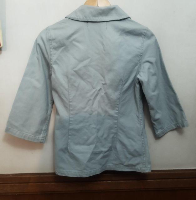 ZUCCA 厚手綿開襟丸衿八分袖 くすみアイスグリーンブルーシャツジャケット M < 女性ファッション  ZUCCA 厚手綿開襟丸衿八分袖 くすみアイスグリーンブルーシャツジャケット M < 女性ファッションの